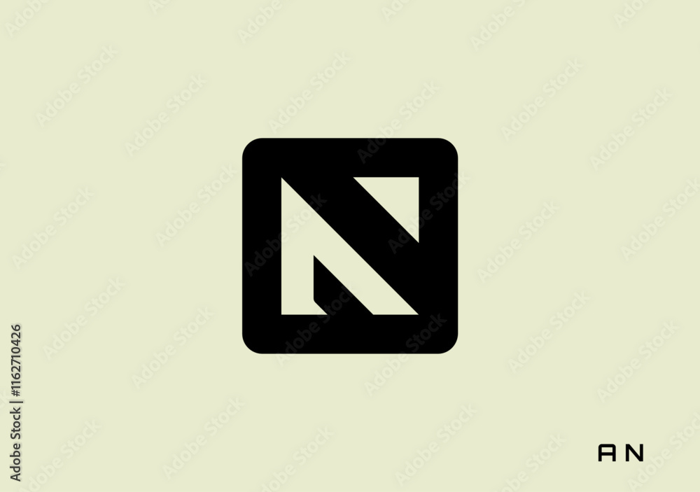 Poster dynamic impact logomark based on letter a n