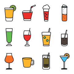 a set of drinks vector illustration