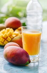 Fresh Mango Juice with Ripe Mangos: Summer Drink