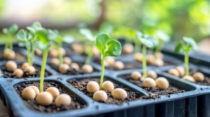 Bright Planting in Overcast Light with Industrial Background