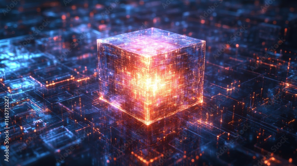 Poster exploring artistic perspectives modern cube renderings digital workspace models
