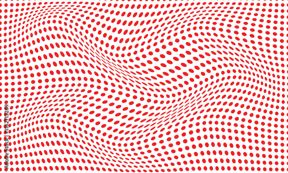 Poster abstract red dot grid wave pattern design.