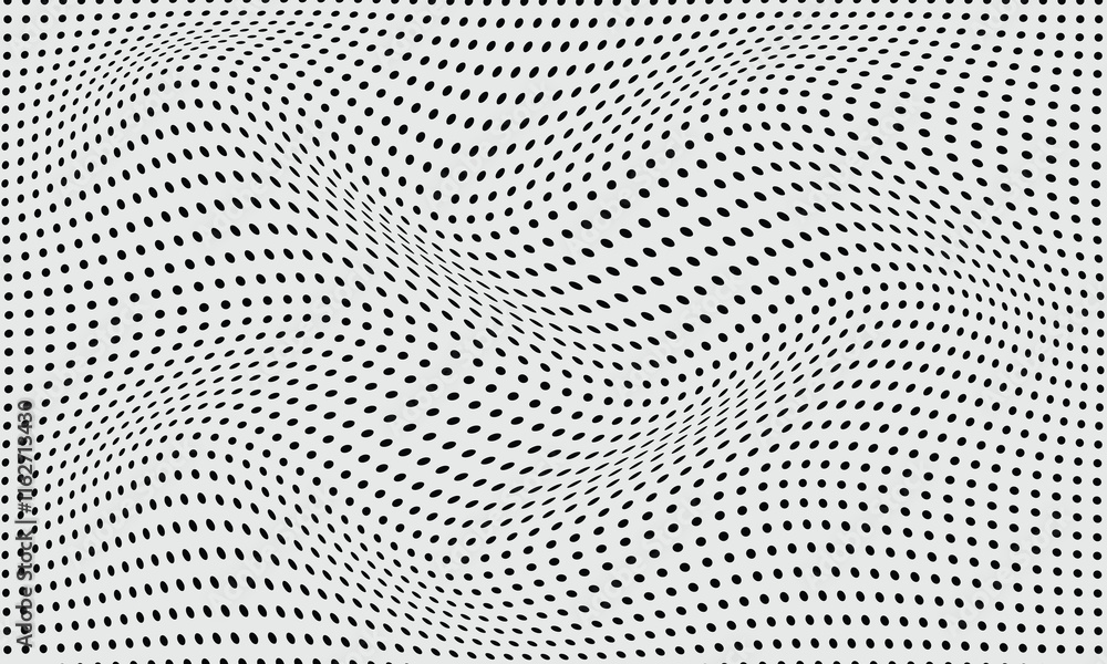 Poster abstract black dot grid wave pattern design on grey.