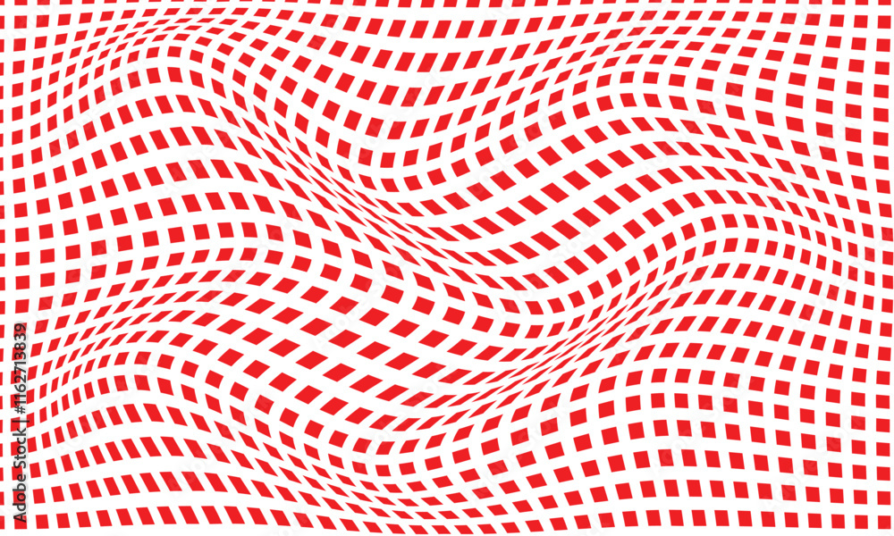 Poster abstract red rectangle grid wave pattern.