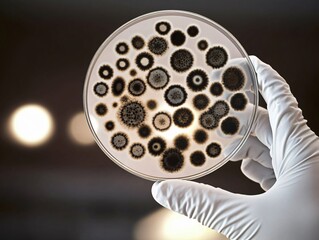 Microscopic Fungi Colony on Petri Dish in Lab