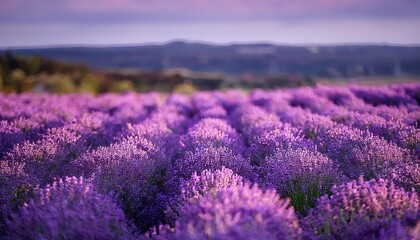 Obraz premium Close-up of vibrant purple lavender flowers in full bloom with a soft, dreamy background