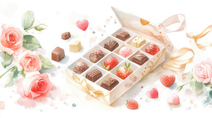 Delightful cho te box with roses and hearts for romance