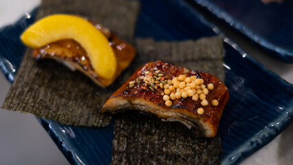 Premium sushi sashimi in luxury Japanese restaurant healthy lifestyle