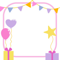 Birthday frame with decoration ballons and gift vector