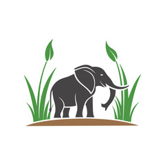 Naklejka premium black and white logo minimalist elephant silhouette