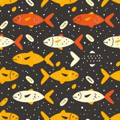 Intricate underwater fish zentangle doodle  repeating pattern ornament for art enthusiasts