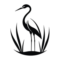  black and white logo minimalist heron silhouette