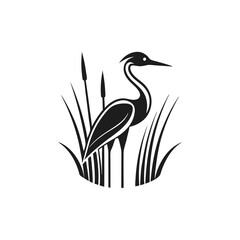  black and white logo minimalist heron silhouette