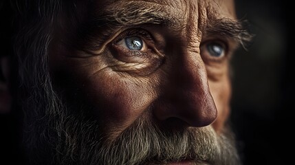 Close-Up of an Elderly Man's Eyes Showing Wisdom and Depth