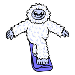 Funny Yeti Snowboarding on Winter