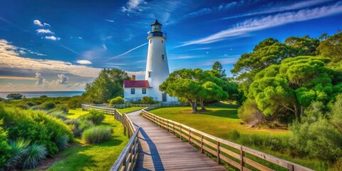 Captivating Candid Photography of Ocracoke Lighthouse, North Carolina: Iconic Coastal Landmark, Serenity, Nature, Historic Architecture, Scenic Beach Views, and Coastal Charm