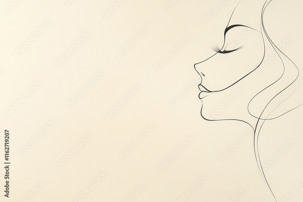 Aufkleber a minimalistic depiction of a woman’s profile emphasizes elegance and simplicity with flowing lines 