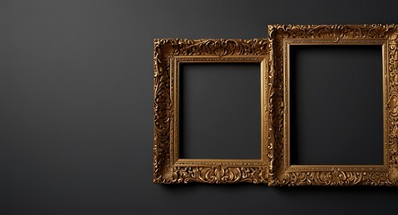 Antique carved gilded frame. Carved gilded frame on isolated background, Neoclassical full picture frame.
