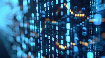 Obraz premium Futuristic Sci-fi Blue Binary Code Digital Background 