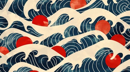 Japanese wave seamless pattern wallpaper
