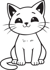 Kitten vector illustration. Black and white outline cat coloring book or page for children