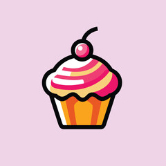 delicious cupcake icon vector illustration