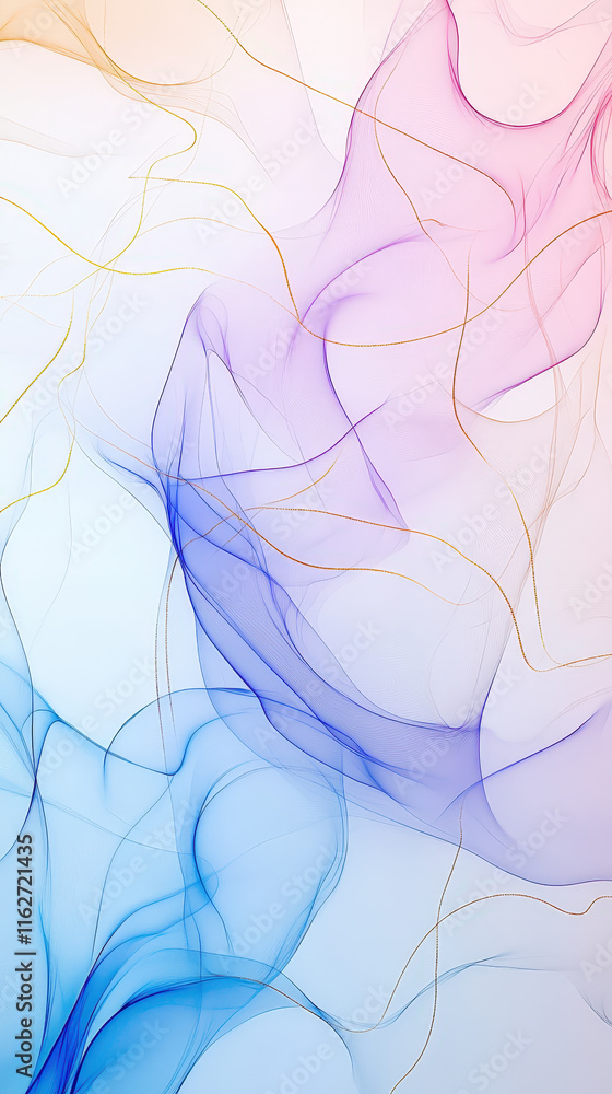 Poster colorful swirling patterns in blue, pink, and yellow create a tranquil and ethereal visual experienc