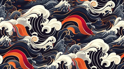 Japanese wave seamless pattern wallpaper