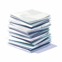 Professional Office Documents Organized in Stack with Shadow Vector Illustration