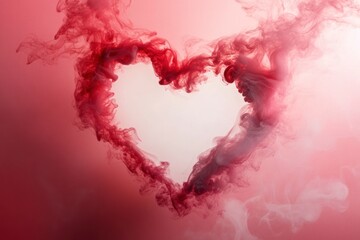 Elegant Red Heart Design with Smoky Texture Ideal for Valentine's Day Decorations, Romantic Invitations, or Heartfelt Gifts for Loved Ones