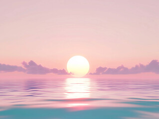 Serene sunset over calm ocean with soft pastel colors