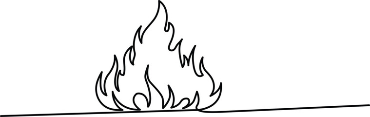 Fire Continuous one line drawing illustration