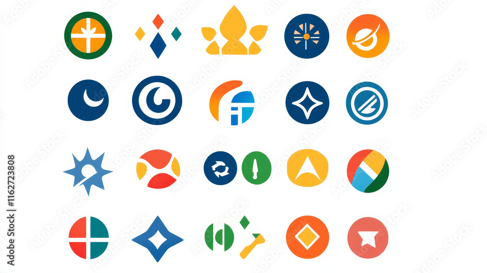 Poster set of abstract icons and symbols - also as emblem or signs template. jpeg version also available in