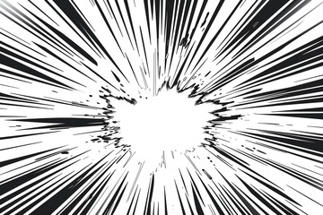 Abstract black and white radial lines burst.  Dynamic speed effect. Graphic design element.