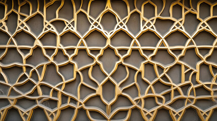 Arabian mosque window and gate patterns, golden arch arabesque ornament shapes. Old arabic door or window frames with gold geometric motif. Mashrabiya, islamic mosque or palace architecture elements