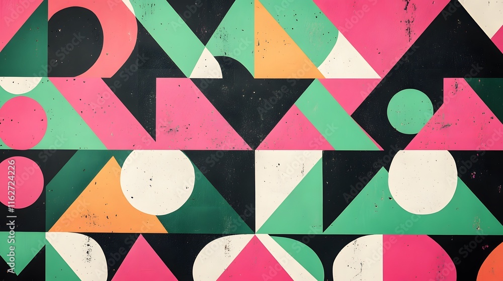 Poster abstract geometric pattern colorful shapes design