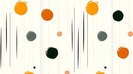 Abstract Pattern with Colorful Circles and Stripes on Light Background
