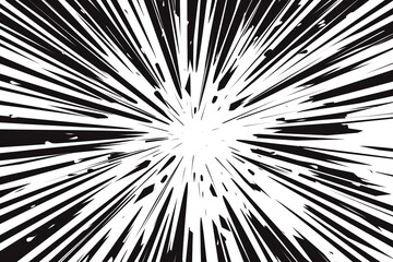 Abstract black and white burst pattern.  Dynamic radial lines create a sense of movement and energy.