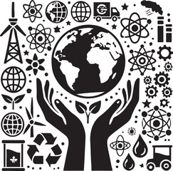 World Autism Day silhouette vector with white background