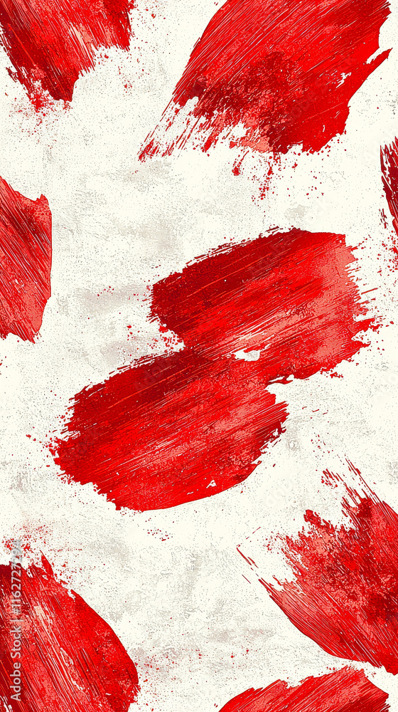 Aufkleber dynamic red brush strokes contrast against a white backdrop, highlighting an abstract artistic compo