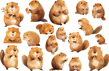 beaver watercolor clipart © dian's