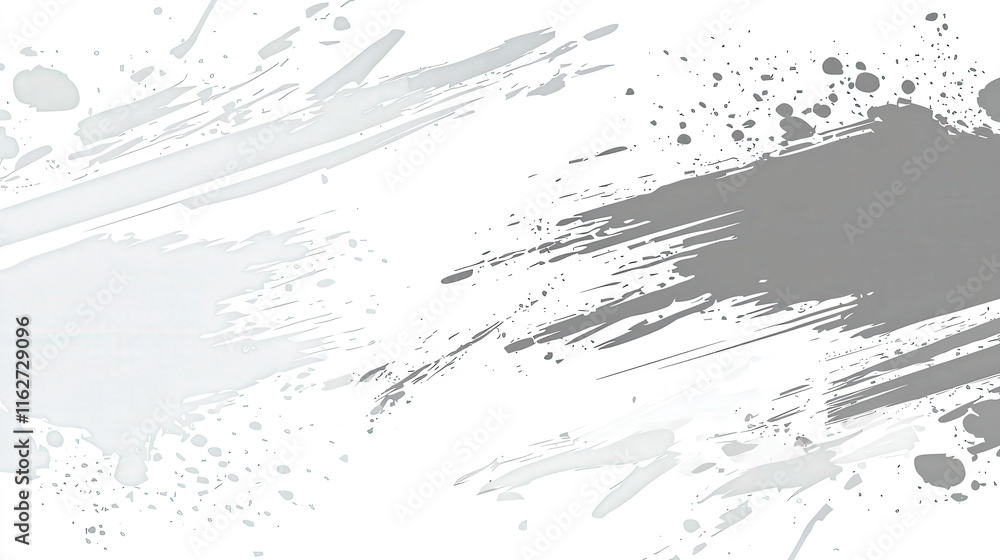 Poster The artwork features energetic gray and white paint splashes layered on a bright canvas, creating a balance of color and texture with an expressive composition