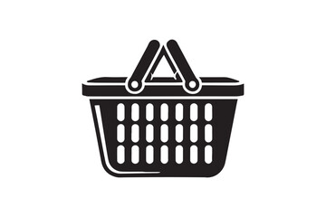 Fototapeta premium simple black an white shopping basket vector silhouette isolated on a white background