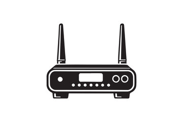 simple black an white wi-fi router  vector silhouette isolated on a white background