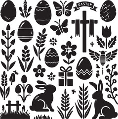 Easter icon silhouette vector with white background