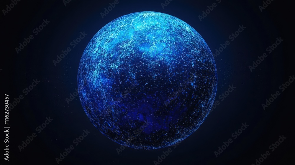 Poster blue gradient sphere with a grainy texture, offering a modern and abstract design element