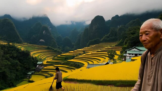 Stunning Terraced Fields in Valley