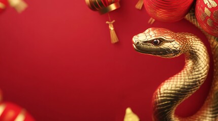 3D golden snake illustration for a festive Chinese New Year poster