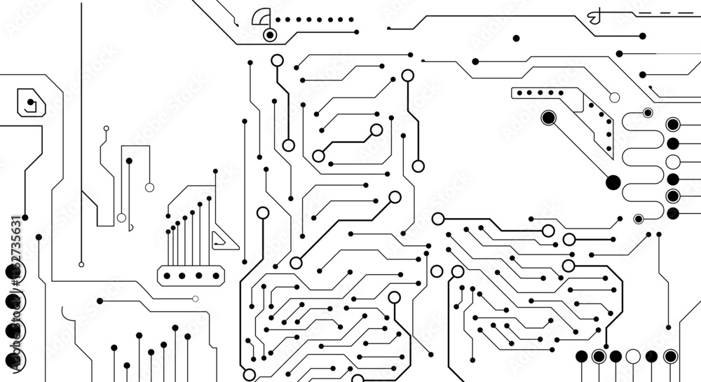 Poster circuit technology background with hi-tech digital data illustration