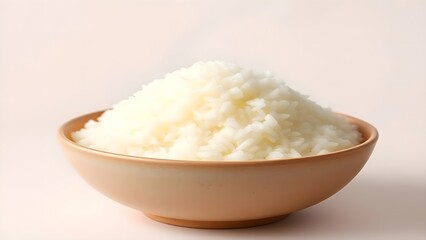 Close-Up of Fluffy Steamed White Rice in Beige Bowl